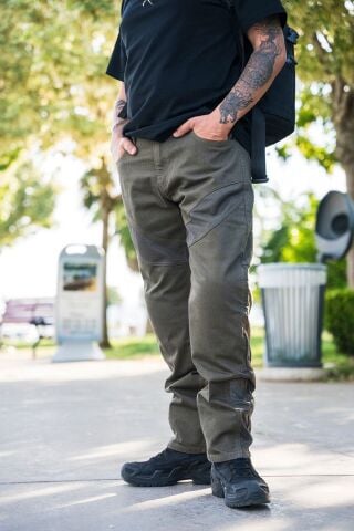 Yazlık Fileli Olive Cordura Motosiklet Pantolonu