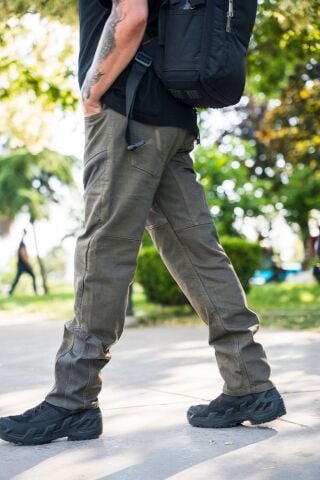 Yazlık Fileli Olive Cordura Motosiklet Pantolonu