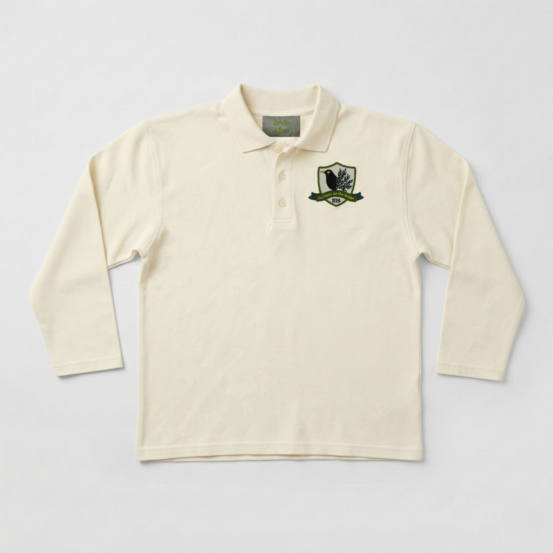 Zeytin Ağacı Okulu Uzun Kol Ekru Polo Tshirt